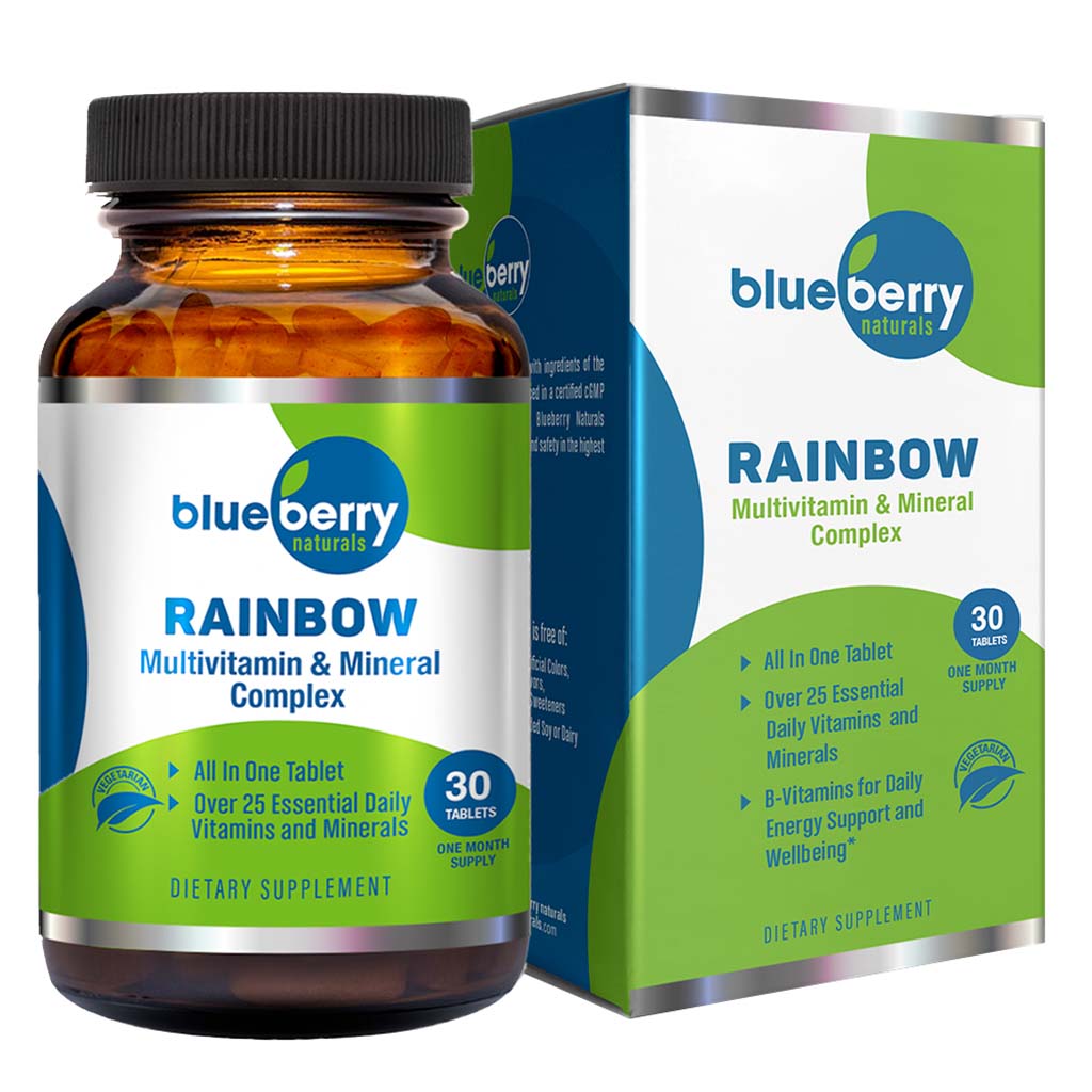 Blueberry Naturals Rainbow Adult Multivitamins & Minerals Supplement Tablets, Pack of 30's - Easy Pharmacy LLC