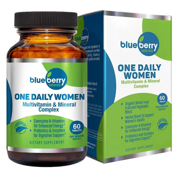 Blueberry Naturals One Daily Women’s Multivitamin & Mineral Tablets – Daily Nutritional Balance & Wellness Support, 60 Count