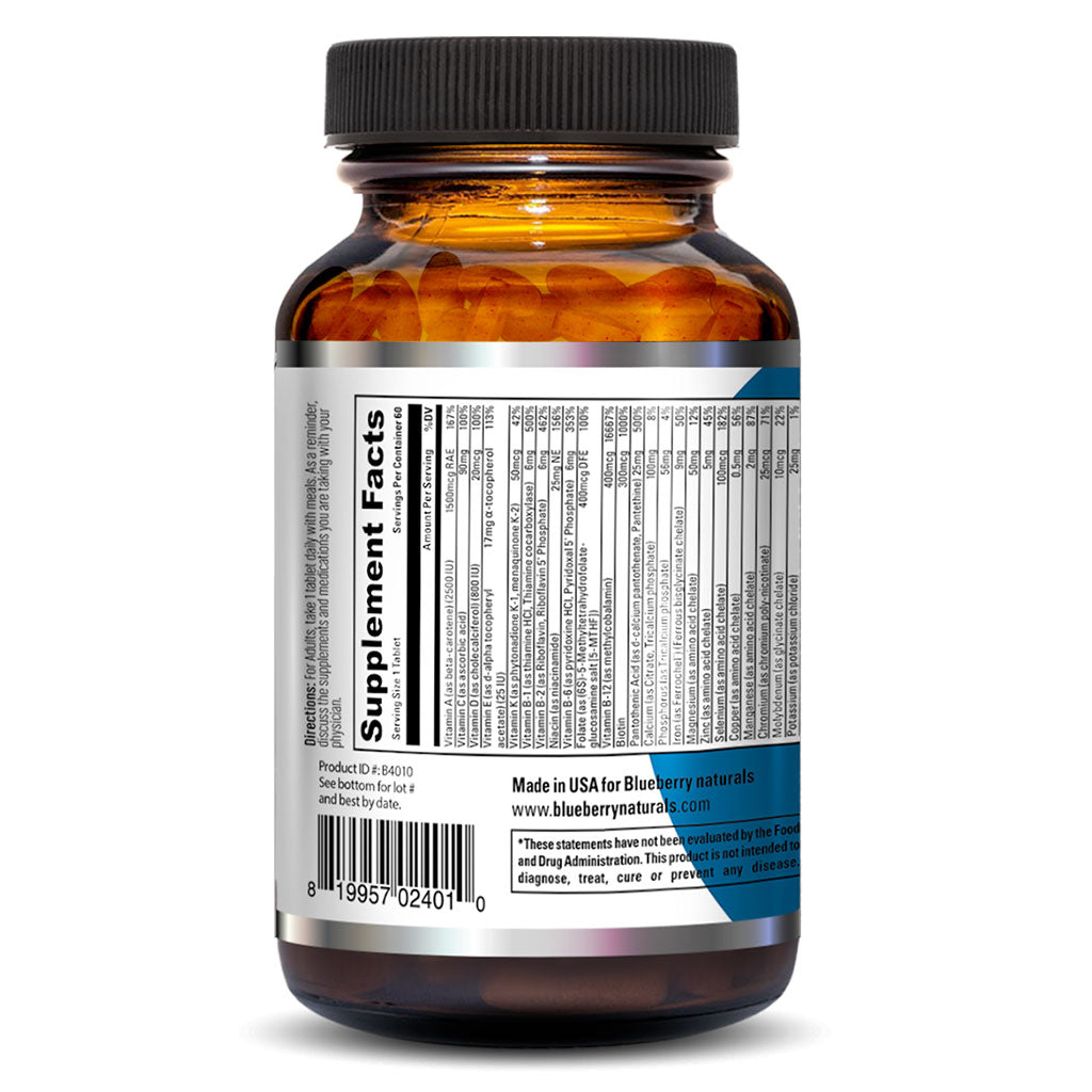 Blueberry Naturals One Daily Women's Multivitamins & Minerals Tablets, Pack of 60's - Easy Pharmacy LLC
