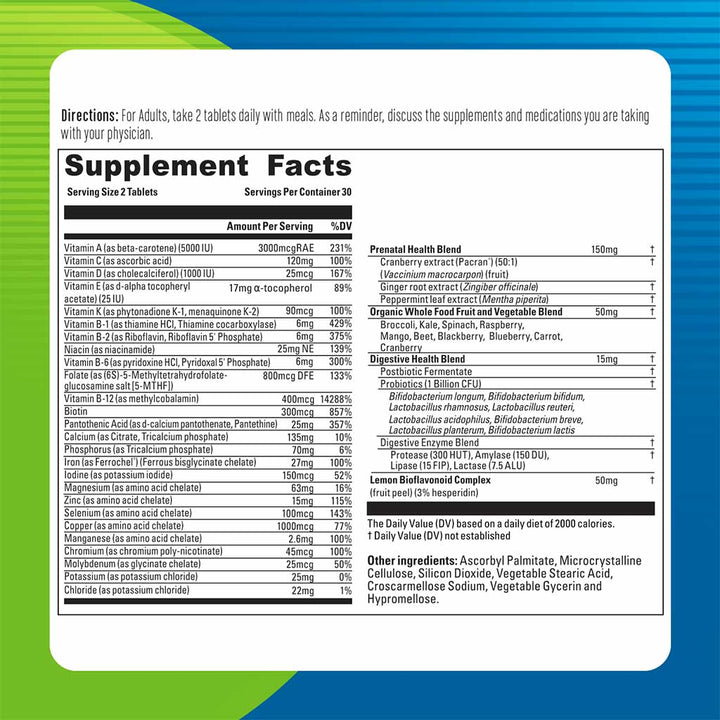 Blueberry Naturals Prenatal Tablets, Pack of 60's - Easy Pharmacy LLC