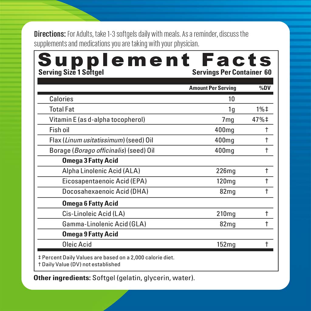 Blueberry Naturals Omega 3-6-9 Softgels 60's - Easy Pharmacy LLC