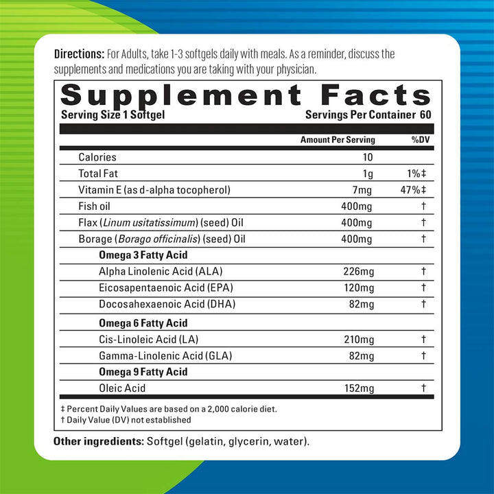 Blueberry Naturals Omega 3-6-9 Softgels 60's - Easy Pharmacy LLC