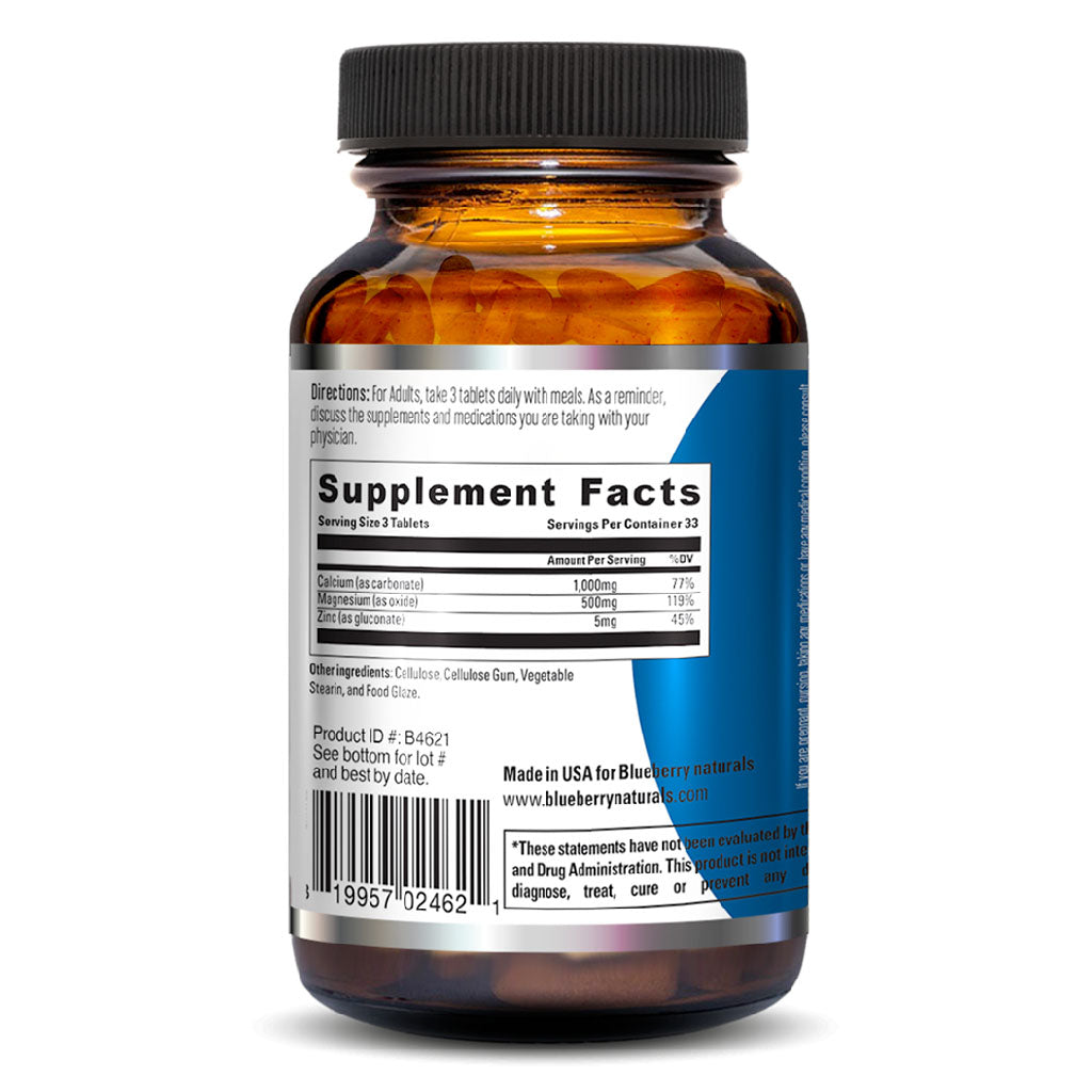 Blueberry Naturals Calcium Magnesium & Zinc Tablet 100's - Easy Pharmacy LLC