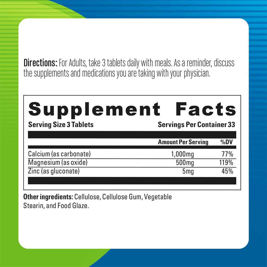 Blueberry Naturals Calcium Magnesium & Zinc Tablet 100's - Easy Pharmacy LLC