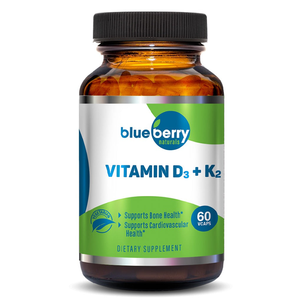 Blueberry Naturals Vitamin D3 & K2 Supplement Capsules, Pack of 60's - Easy Pharmacy LLC