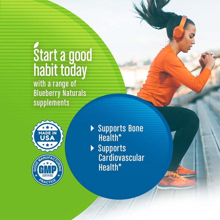Blueberry Naturals Vitamin D3 & K2 Supplement Capsules, Pack of 60's - Easy Pharmacy LLC