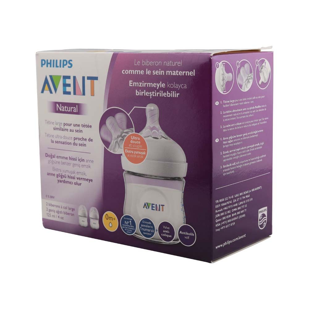 Philips Avent Natural 2.0 Bottle 125 mL 2's SCF030/27 - Easy Pharmacy LLC