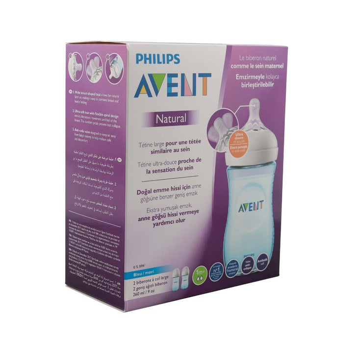 Philips Avent Natural 2.0 Bottle Blue 260 mL 2's SCF035/27 - Easy Pharmacy LLC