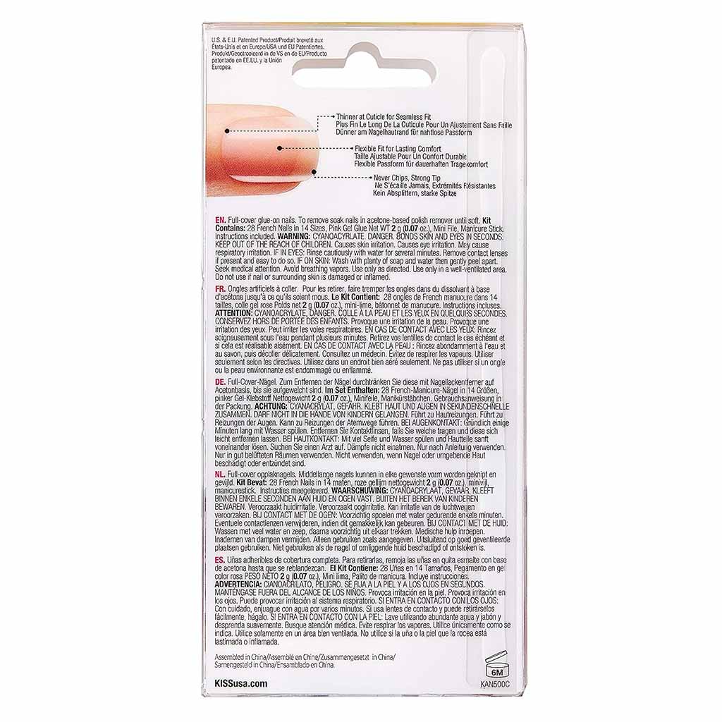 Kiss Salon Acrylic Nude French Nails, Medium, KAN06C, Pack of 28's - Easy Pharmacy LLC