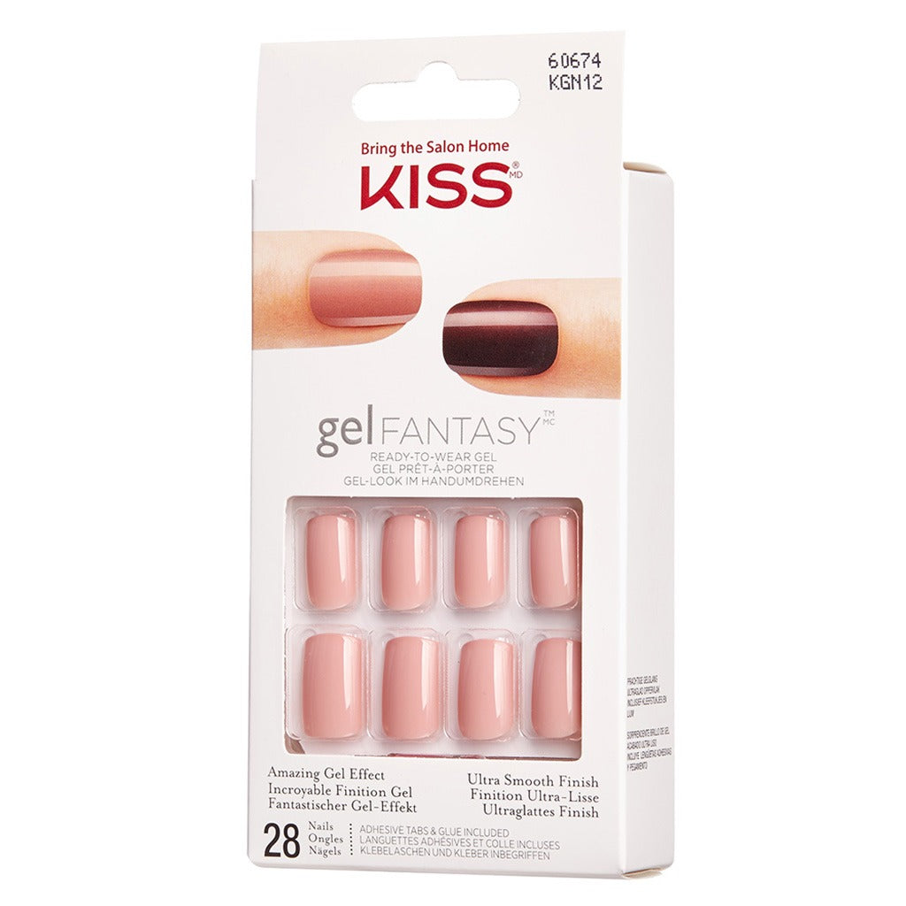 Kiss Gel Fantasy Ready To Wear Nails With Glue And Adhesive Tabs, KGN12C, Pack of 28's - Easy Pharmacy LLC