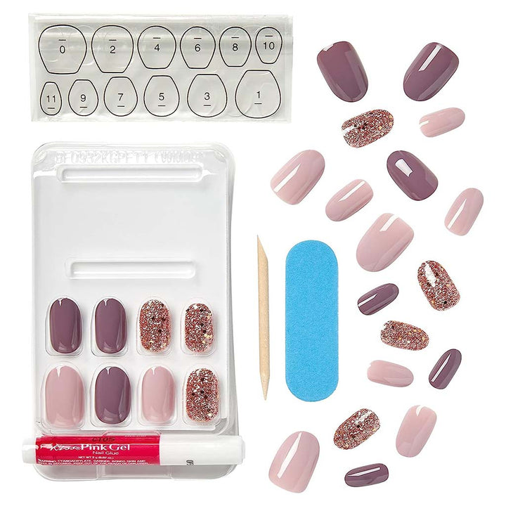 Kiss Gel Fantasy No Pressure Ready To Wear Nails With Glue And Adhesive Tabs, KGN17C, Pack of 24's - Easy Pharmacy LLC