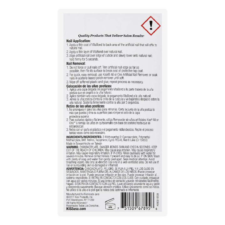 Kiss Vita Bond Odorless Pink Tinted Nail Glue 5g - Easy Pharmacy LLC