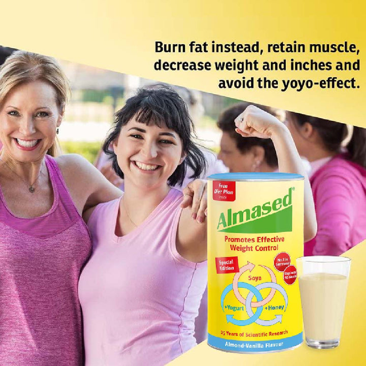 Almased Almond-Vanilla Soya, Yogurt and Honey Meal Replacement for Weight Loss 500g - Easy Pharmacy LLC
