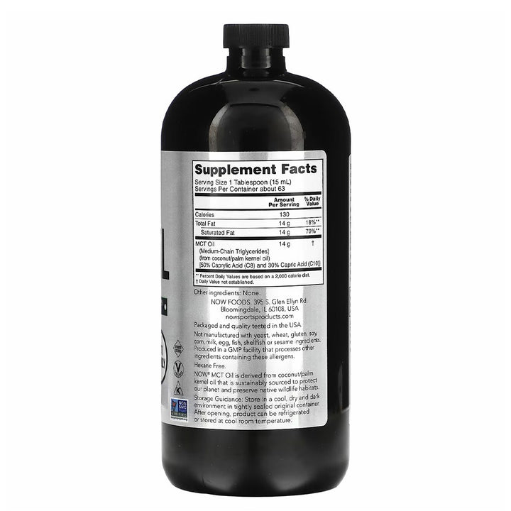 Now Sports MCT Oil Unflavored Liquid For Weight Management 946ml - Easy Pharmacy LLC