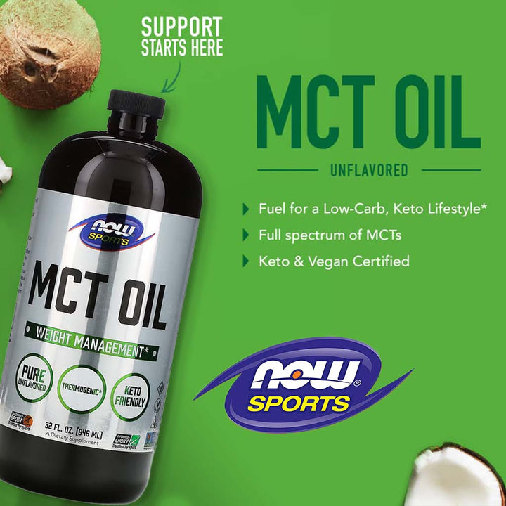 Now Sports MCT Oil Unflavored Liquid For Weight Management 946ml - Easy Pharmacy LLC