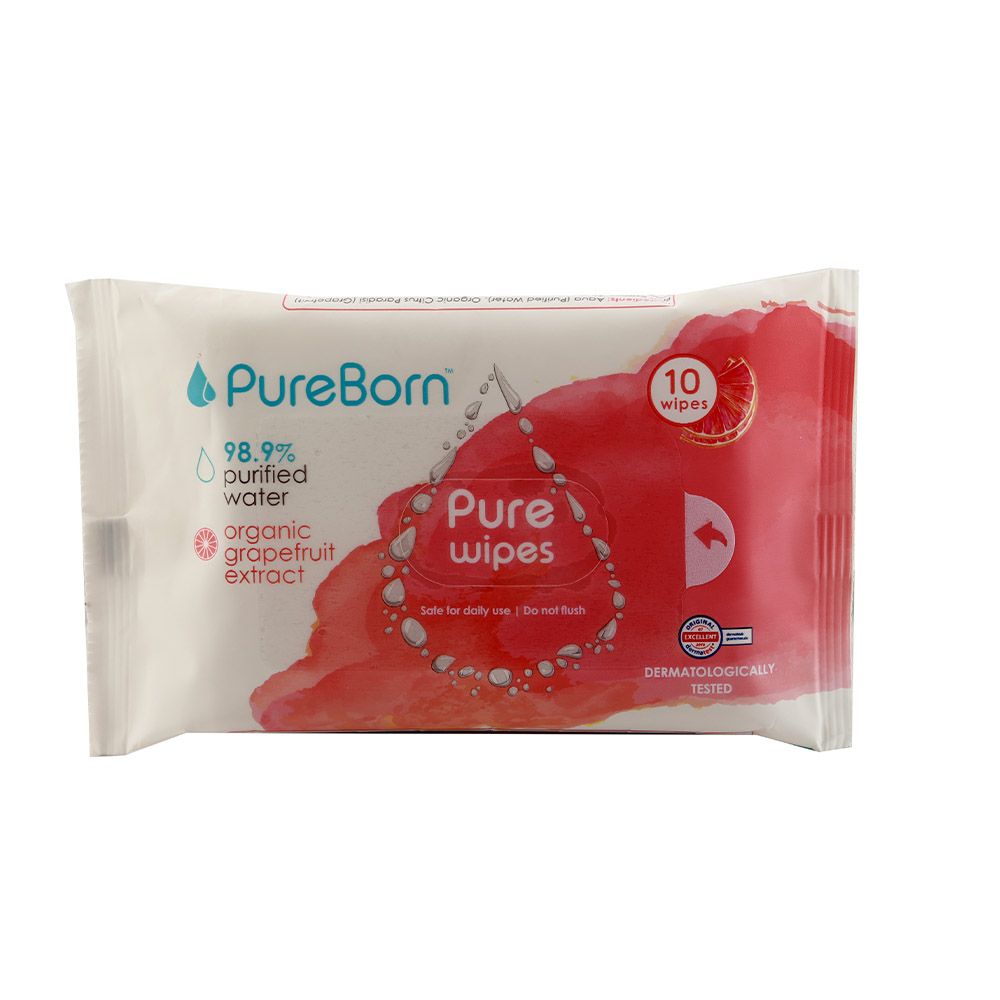 Pure Born Pure Wipes Grapefruit 10's - Easy Pharmacy LLC