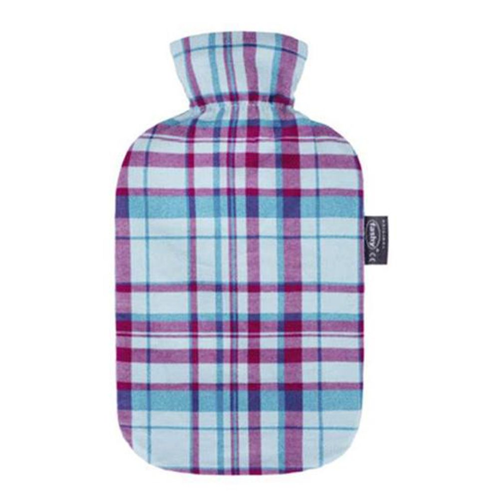 Fashy Hot Water Bag Tartan Cover Pink-Blue 2.0L - Easy Pharmacy LLC
