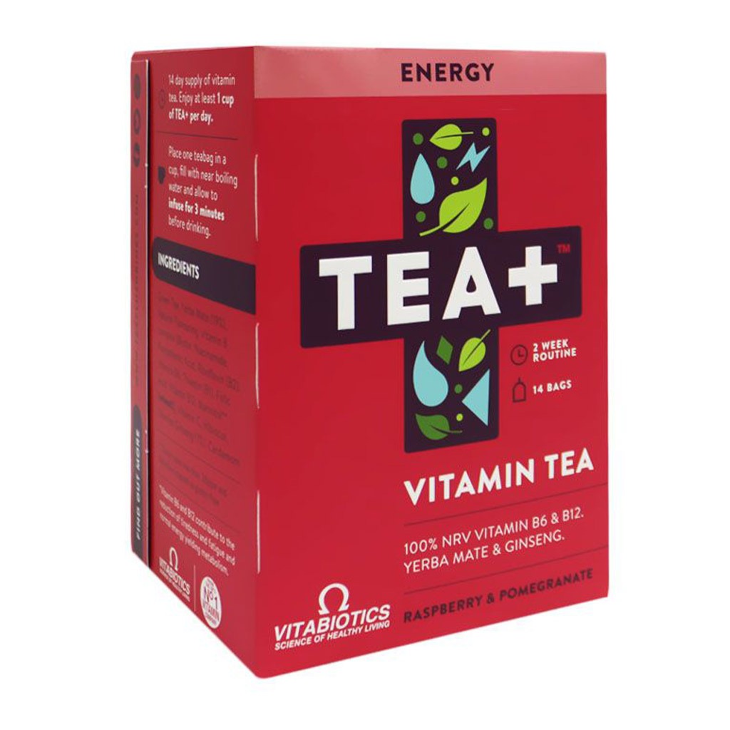 Vitabiotics Tea+ Energy Vitamin Tea Bags For Energy Support, Pack of 14's - Easy Pharmacy LLC