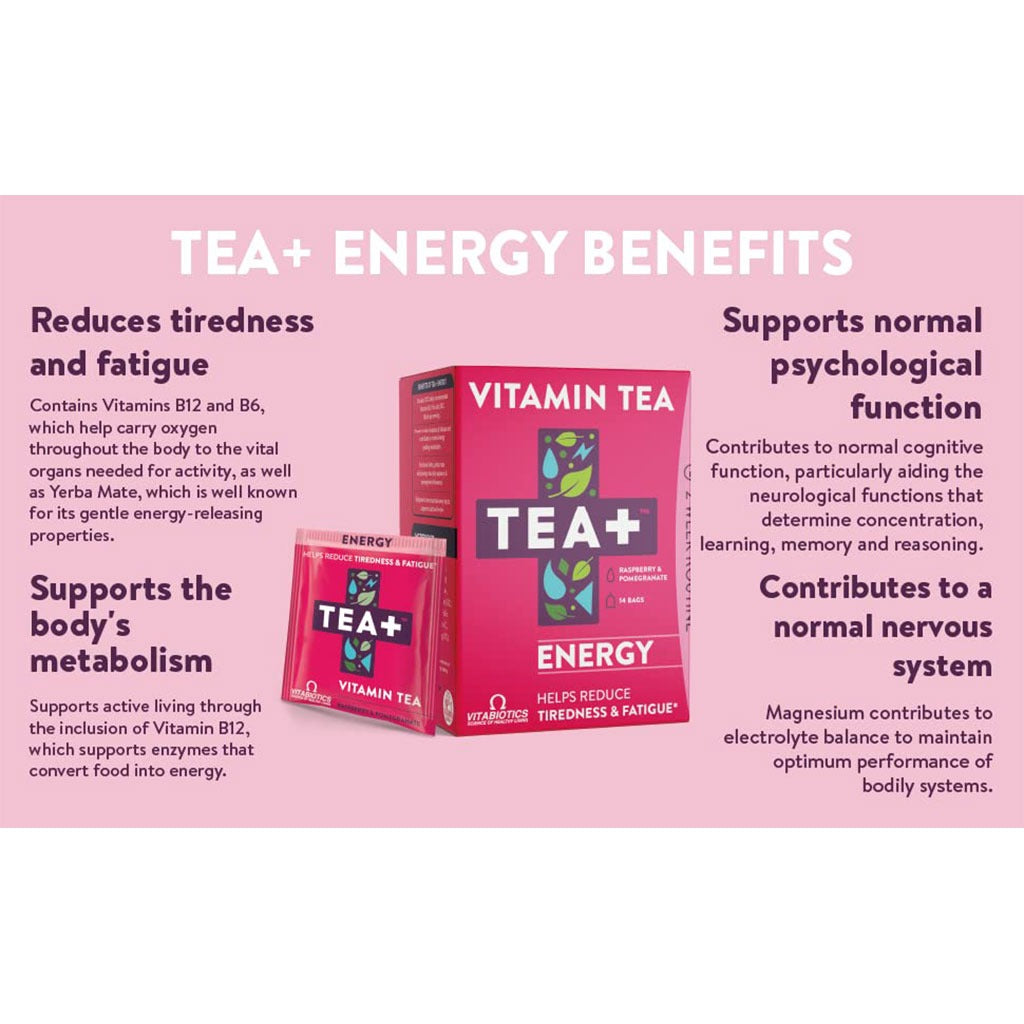 Vitabiotics Tea+ Energy Vitamin Tea Bags For Energy Support, Pack of 14's - Easy Pharmacy LLC