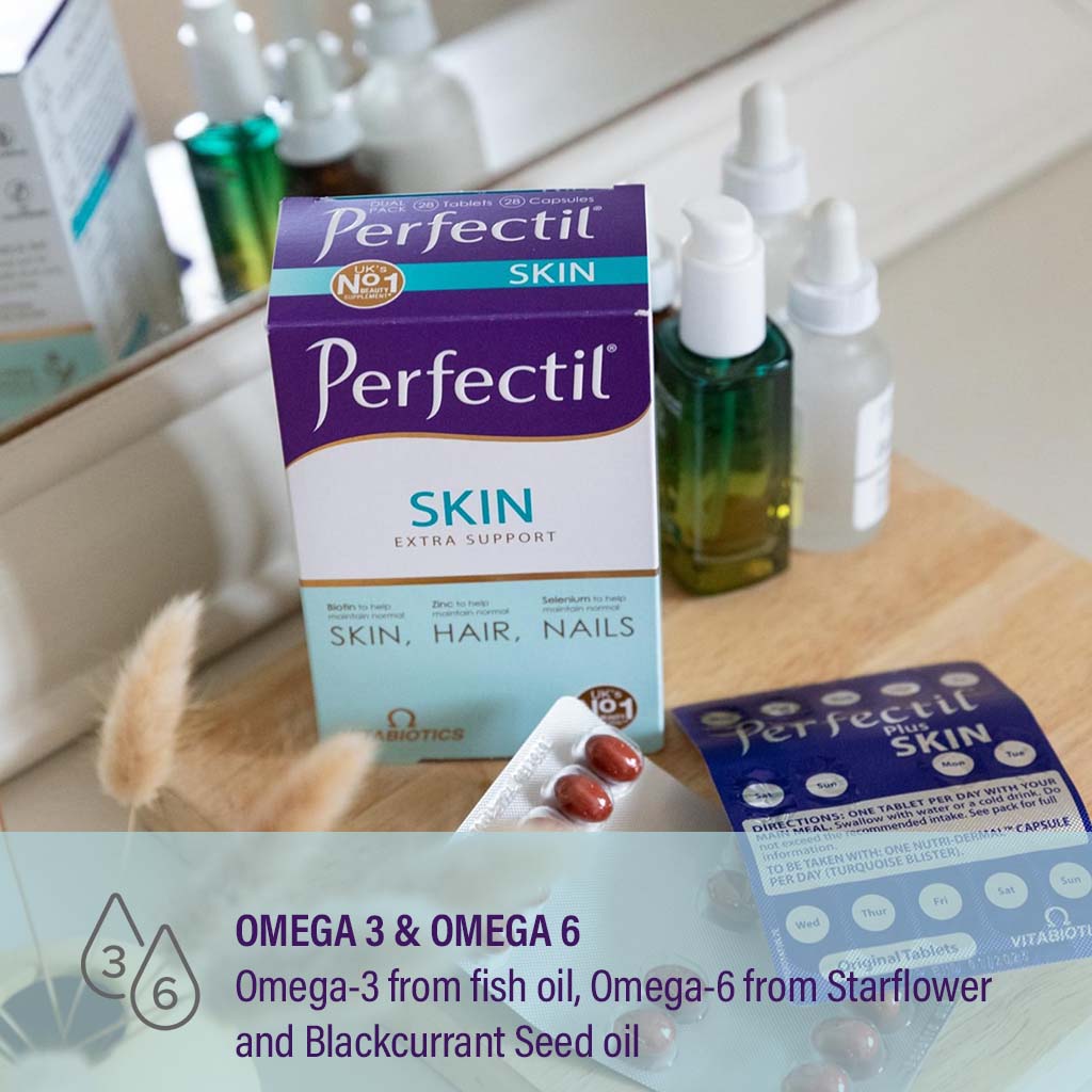 Vitabiotics Perfectil Skin Extra Support, Dual Pack of Multivitamin Tablets 28's + Nutri-Dermal Capsules 28's - Easy Pharmacy LLC