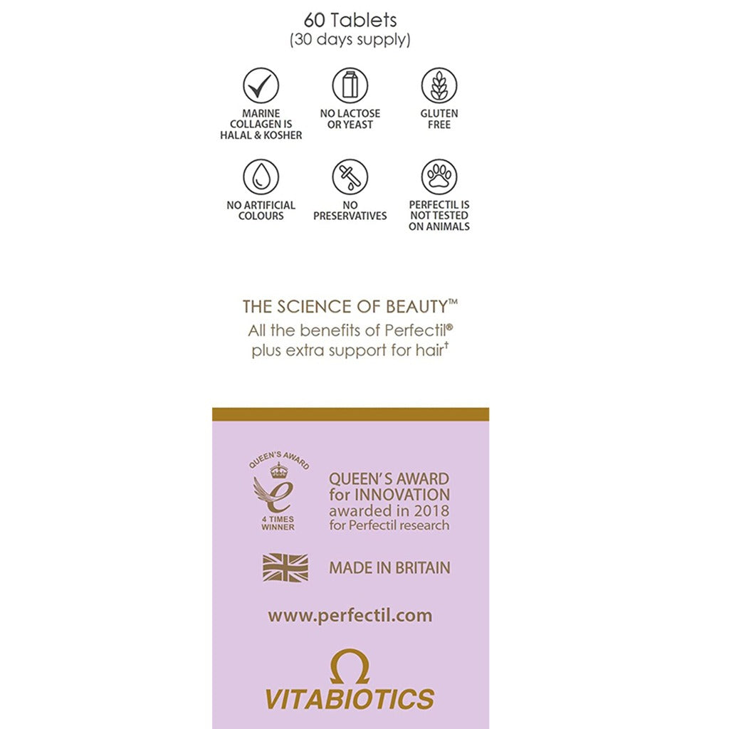 Vitabiotics Perfectil Extra Support Tablets For Hair, Skin & Nails, Pack of 60's - Easy Pharmacy LLC