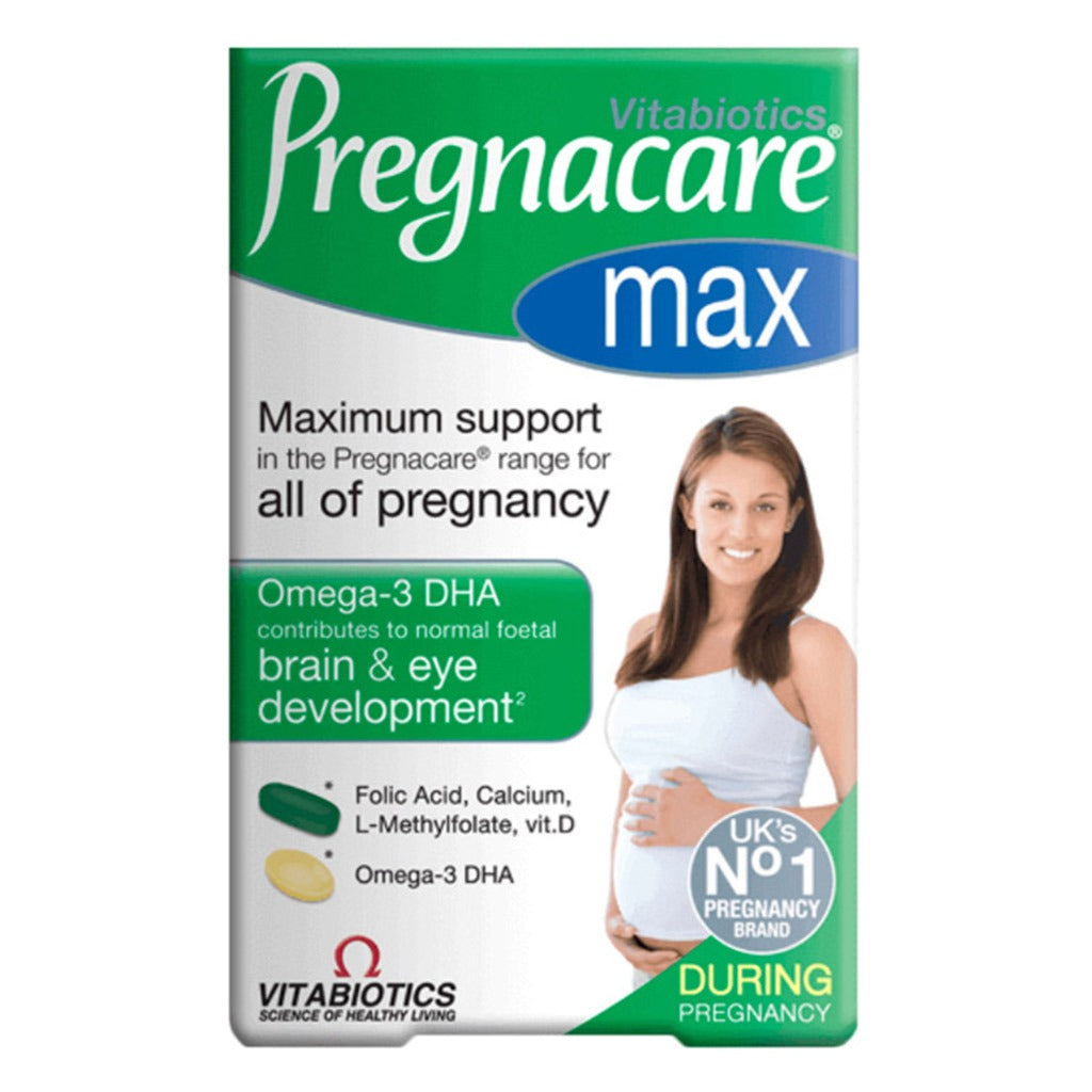Vitabiotics Pregnacare Max Prenatal Supplement With Folic Acid & Omega 3 For Pregnancy Support, Dual Pack of Prenatal Micronutrient Tablets 56's + Omega-3 DHA Capsules 28's - Easy Pharmacy LLC