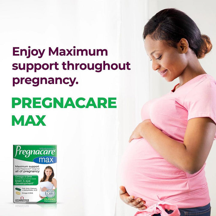 Vitabiotics Pregnacare Max Prenatal Supplement With Folic Acid & Omega 3 For Pregnancy Support, Dual Pack of Prenatal Micronutrient Tablets 56's + Omega-3 DHA Capsules 28's - Easy Pharmacy LLC