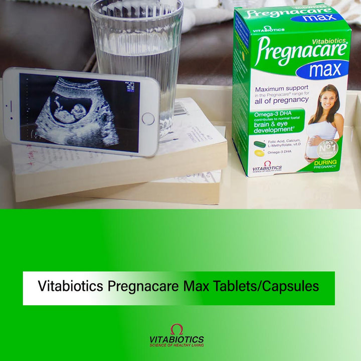 Vitabiotics Pregnacare Max Prenatal Supplement With Folic Acid & Omega 3 For Pregnancy Support, Dual Pack of Prenatal Micronutrient Tablets 56's + Omega-3 DHA Capsules 28's - Easy Pharmacy LLC