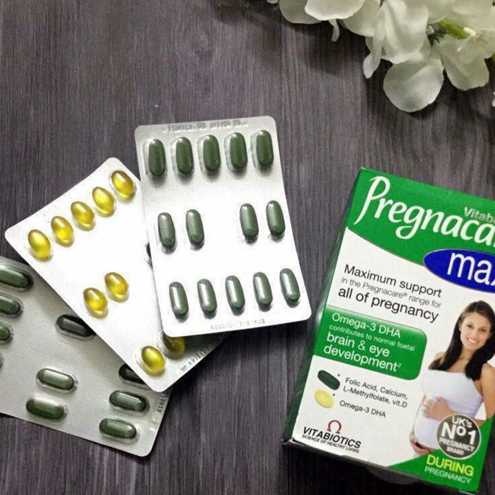 Vitabiotics Pregnacare Max Prenatal Supplement With Folic Acid & Omega 3 For Pregnancy Support, Dual Pack of Prenatal Micronutrient Tablets 56's + Omega-3 DHA Capsules 28's - Easy Pharmacy LLC