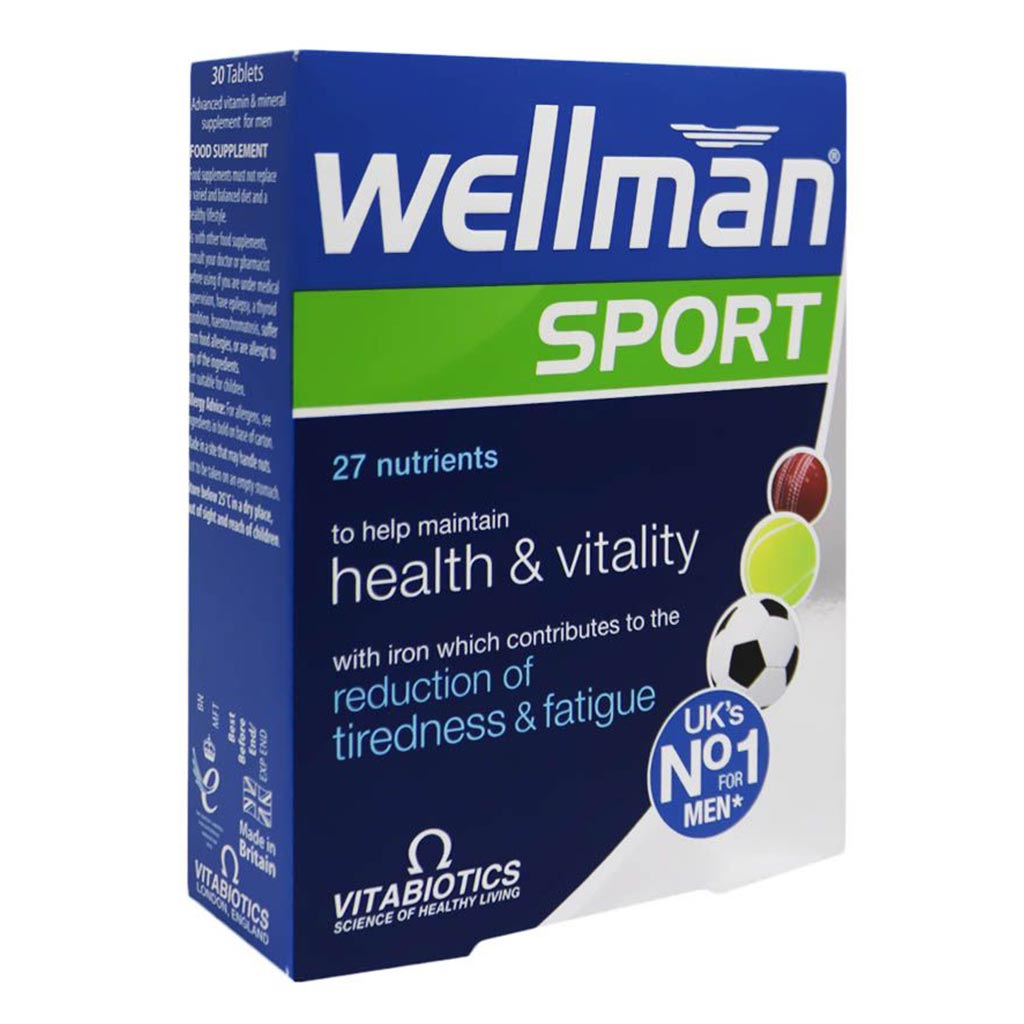 Vitabiotics Wellman Sport Men's Multivitamin Supplement Tablets For Health & Vitality, Pack of 30's - Easy Pharmacy LLC