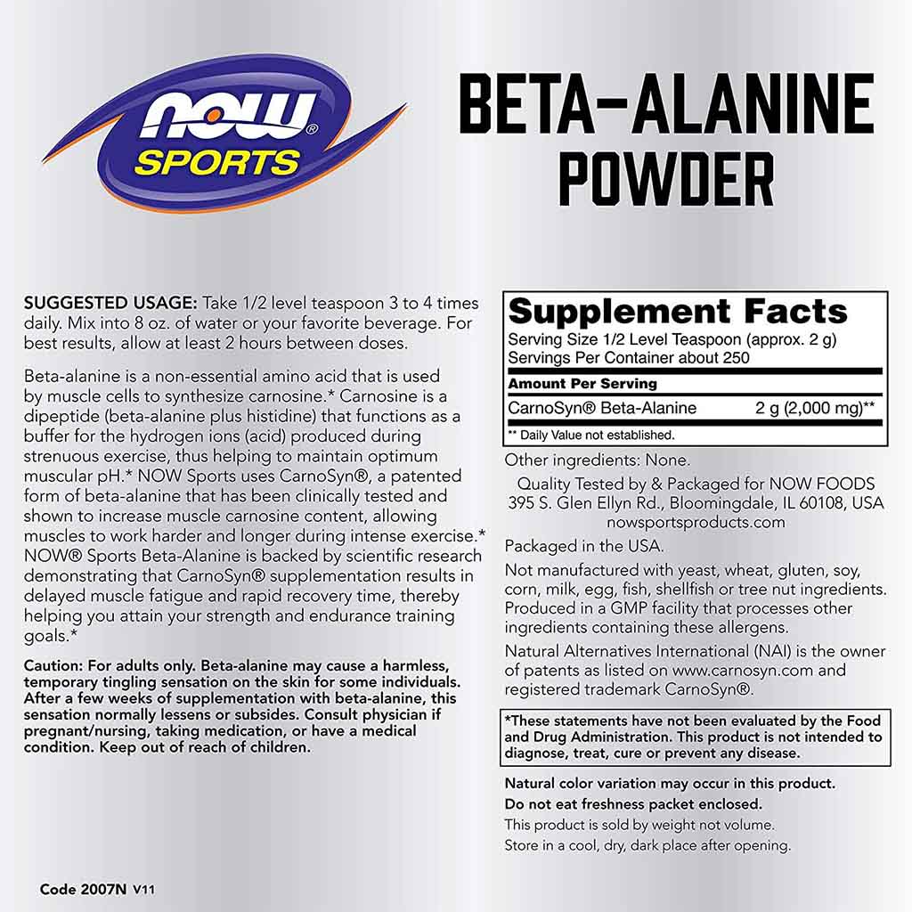 Now Sports Beta Alanine 100% Pure Powder For Muscular Endurance 500g - Easy Pharmacy LLC