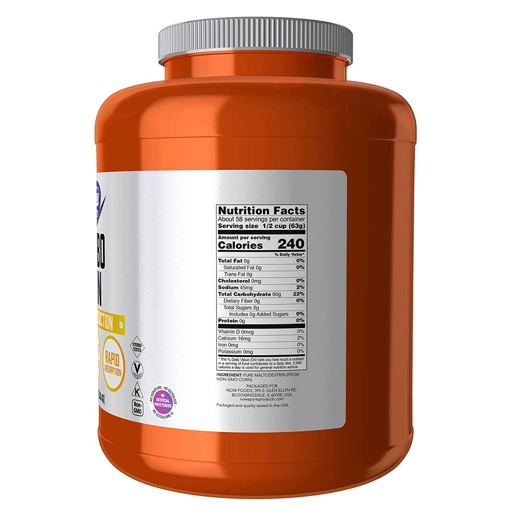 Now Sports Carbo Gain Unflavored Maltodextrin Powder For Energy Production 8lbs - Easy Pharmacy LLC