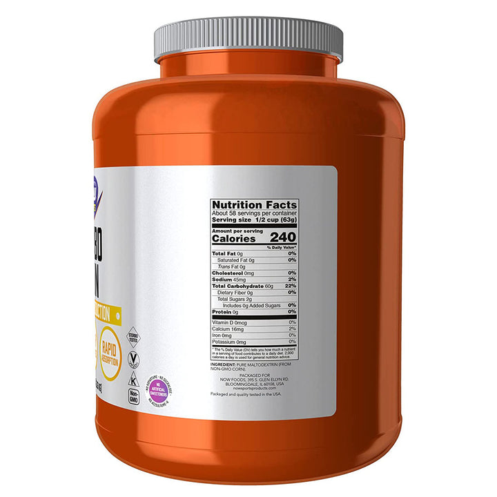 Now Sports Carbo Gain Unflavored Maltodextrin Powder For Energy Production 8lbs - Easy Pharmacy LLC