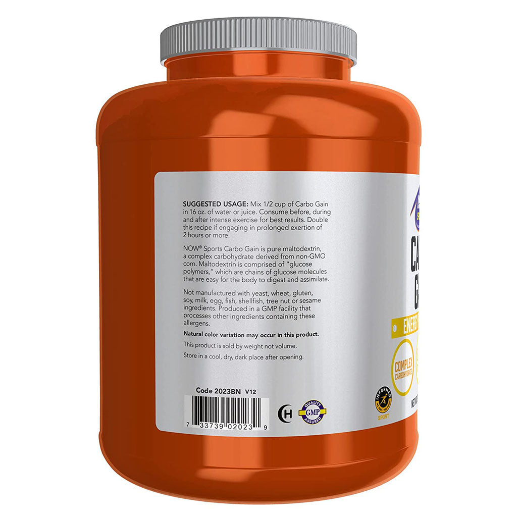 Now Sports Carbo Gain Unflavored Maltodextrin Powder For Energy Production 8lbs - Easy Pharmacy LLC