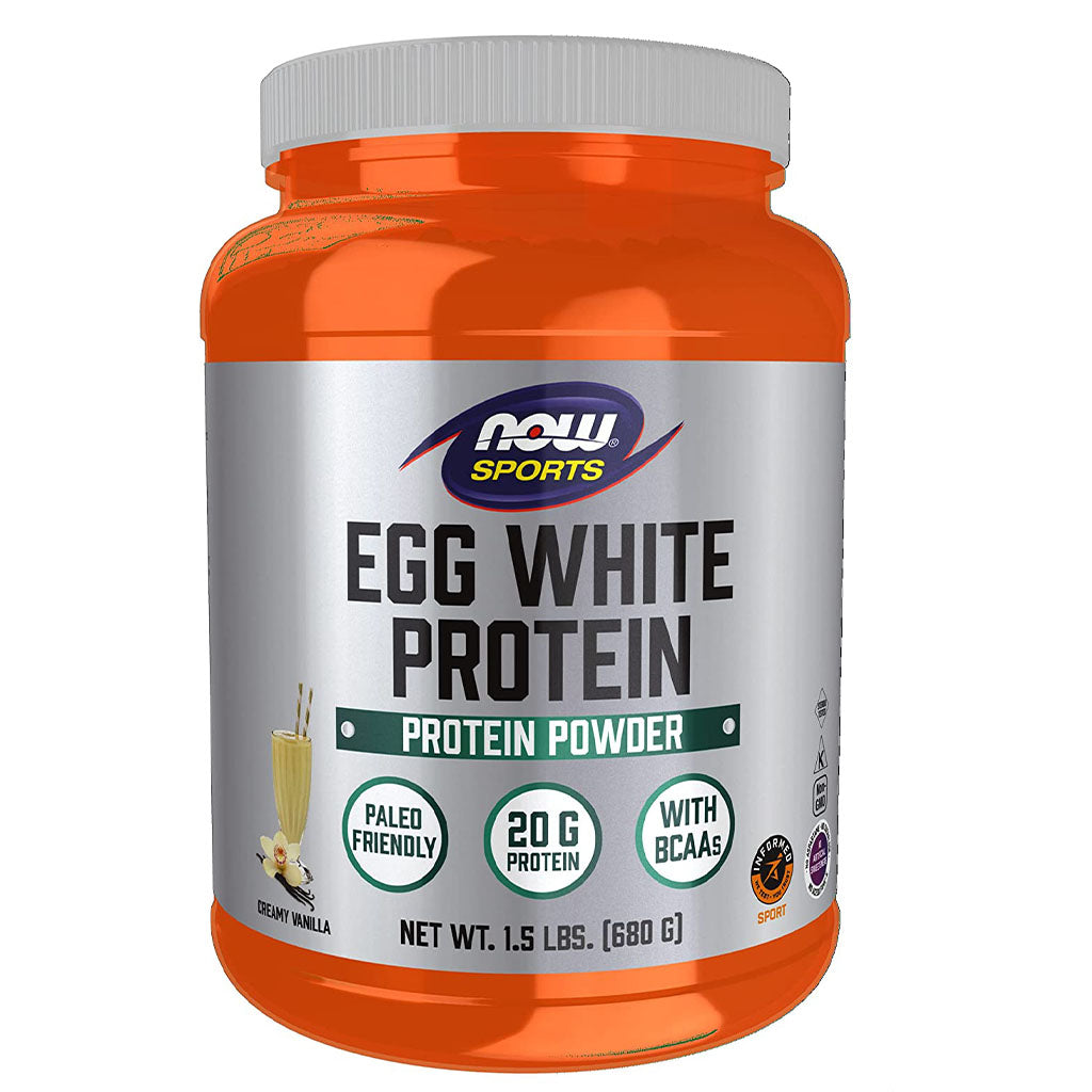 Now Sports Eggwhite Protein Powder With BCAAs, Creamy Vanilla, For Muscle Growth & Recovery 1.5lbs - Easy Pharmacy LLC