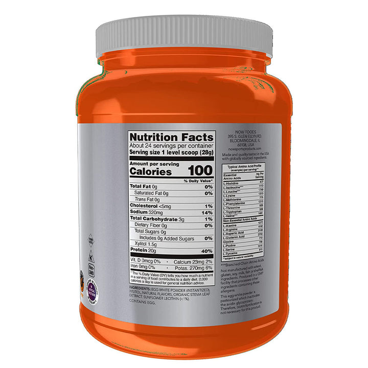Now Sports Eggwhite Protein Powder With BCAAs, Creamy Vanilla, For Muscle Growth & Recovery 1.5lbs - Easy Pharmacy LLC