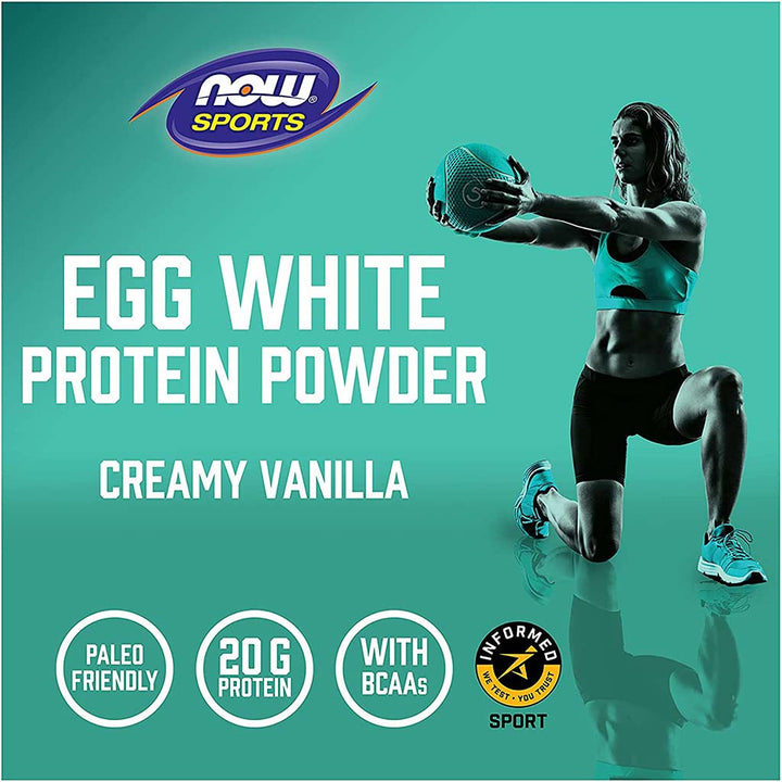 Now Sports Eggwhite Protein Powder With BCAAs, Creamy Vanilla, For Muscle Growth & Recovery 1.5lbs - Easy Pharmacy LLC
