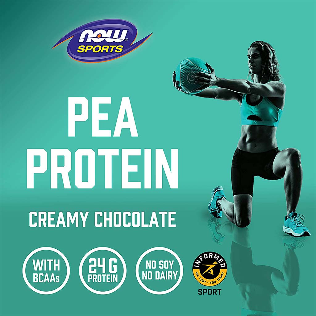 Now Sports Pea Protein Powder With BCAAs, Chocolate For Muscle Growth & Recovery 2lbs - Easy Pharmacy LLC