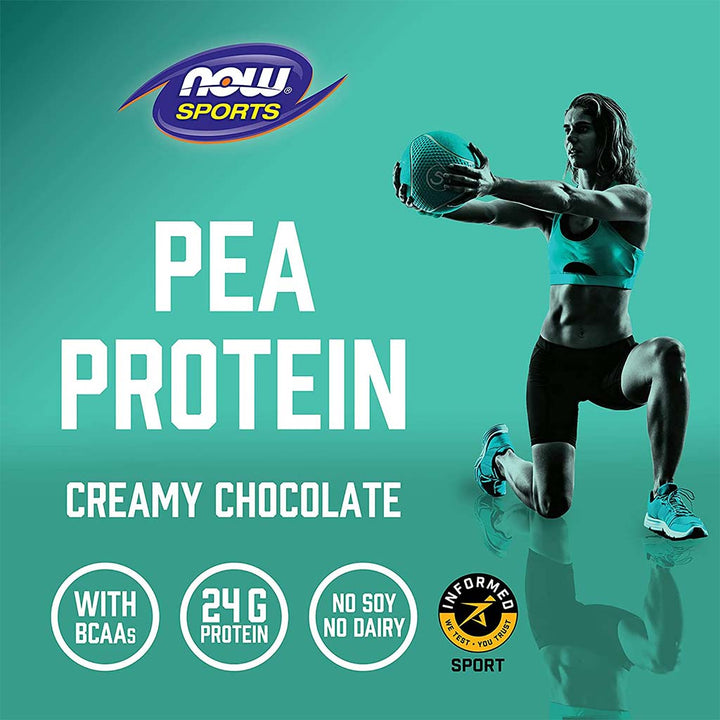 Now Sports Pea Protein Powder With BCAAs, Chocolate For Muscle Growth & Recovery 2lbs - Easy Pharmacy LLC