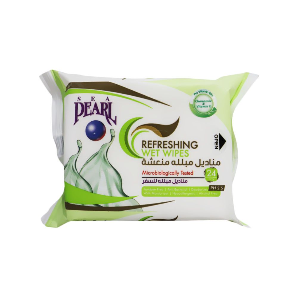 Sea Pearl Anti-Bacterial Refreshing Wet Wipes 24's - Easy Pharmacy LLC