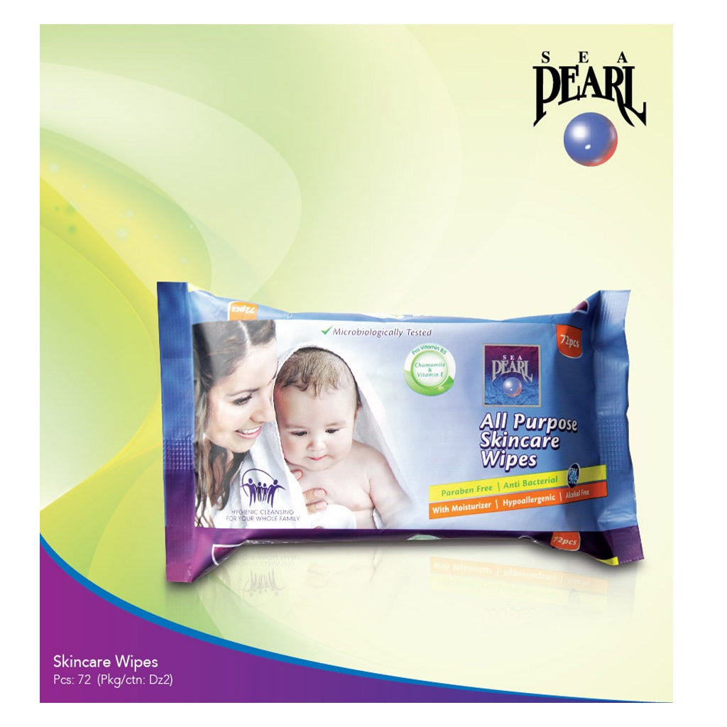 Sea Pearl Anti-Bacterial All Purpose Skincare Wet Wipes 72's - Easy Pharmacy LLC