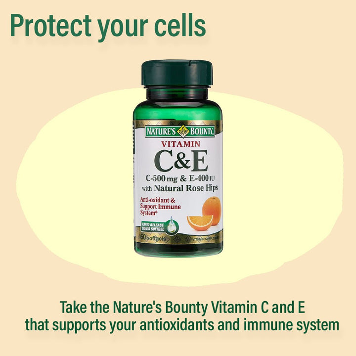Nature's Bounty Vitamin C and E Softgel 50's - Easy Pharmacy LLC