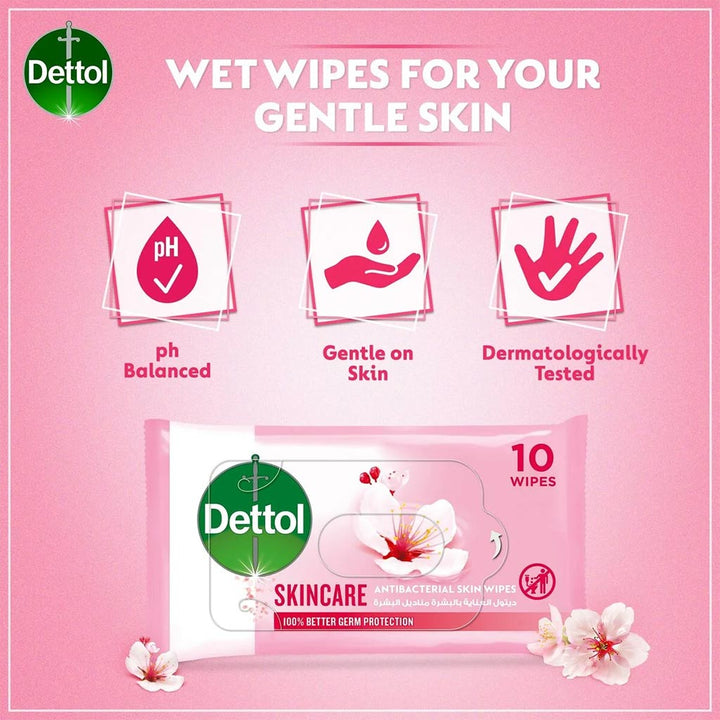 Dettol Skincare Anti-Bacterial Wipes 10's - Easy Pharmacy LLC