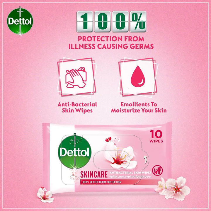 Dettol Skincare Anti-Bacterial Wipes 10's - Easy Pharmacy LLC