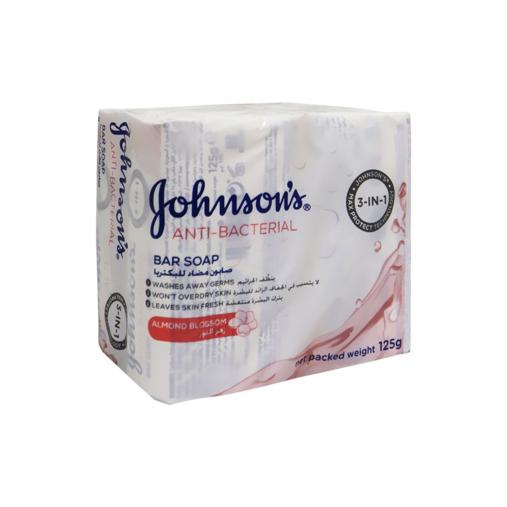 Johnson & Johnson 3 in 1 Antibacterial Almond Blossom Bar Soap 125 g 3+1 Value Pack - Easy Pharmacy LLC