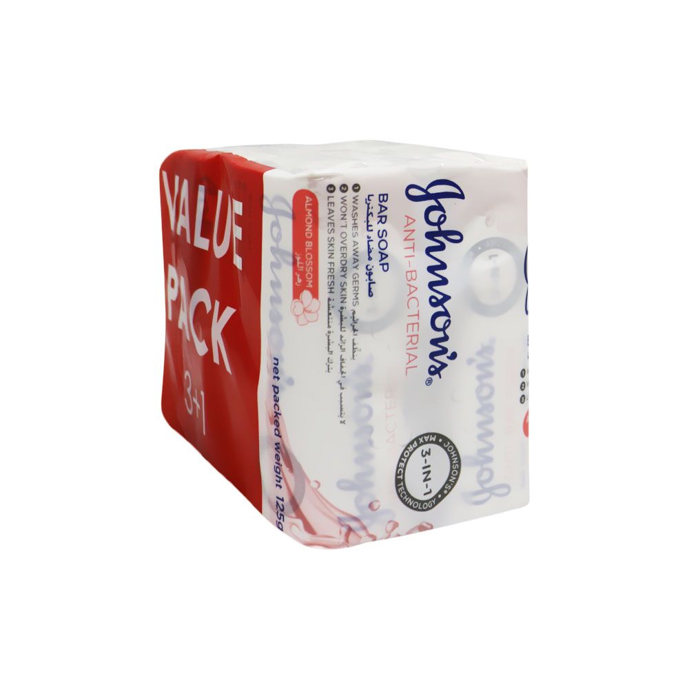 Johnson & Johnson 3 in 1 Antibacterial Almond Blossom Bar Soap 125 g 3+1 Value Pack - Easy Pharmacy LLC