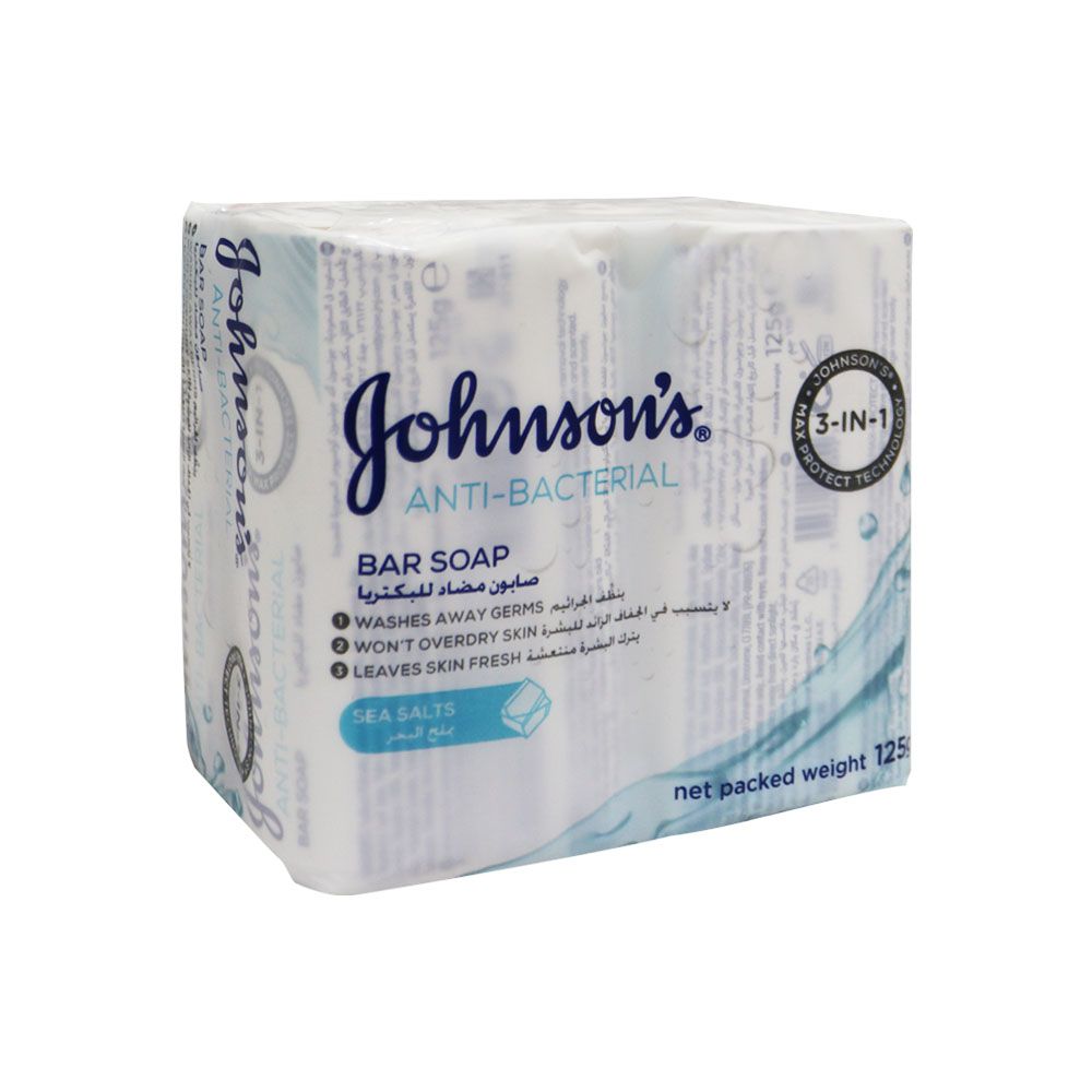 Johnson & Johnson 3 in 1 Antibacterial Sea Salt Bar Soap 125 g 3+1 Value Pack - Easy Pharmacy LLC