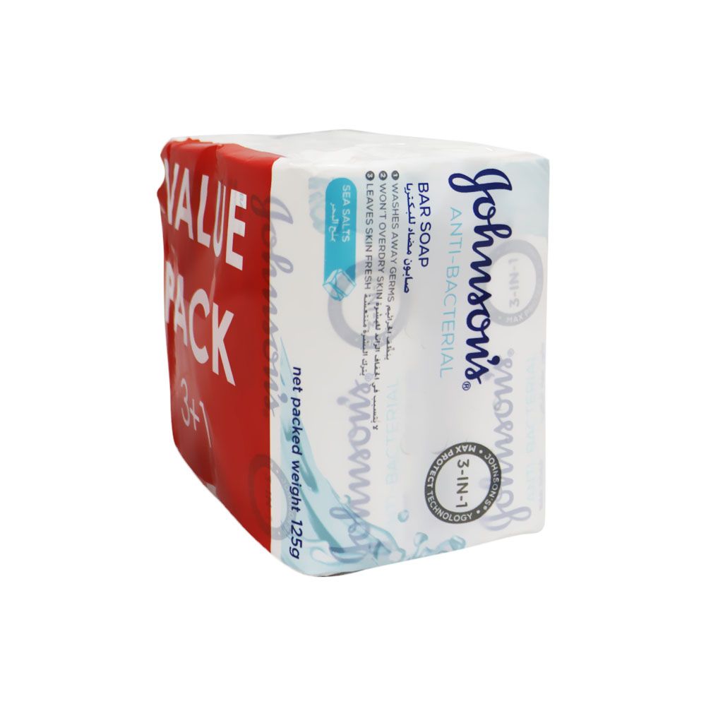 Johnson & Johnson 3 in 1 Antibacterial Sea Salt Bar Soap 125 g 3+1 Value Pack - Easy Pharmacy LLC