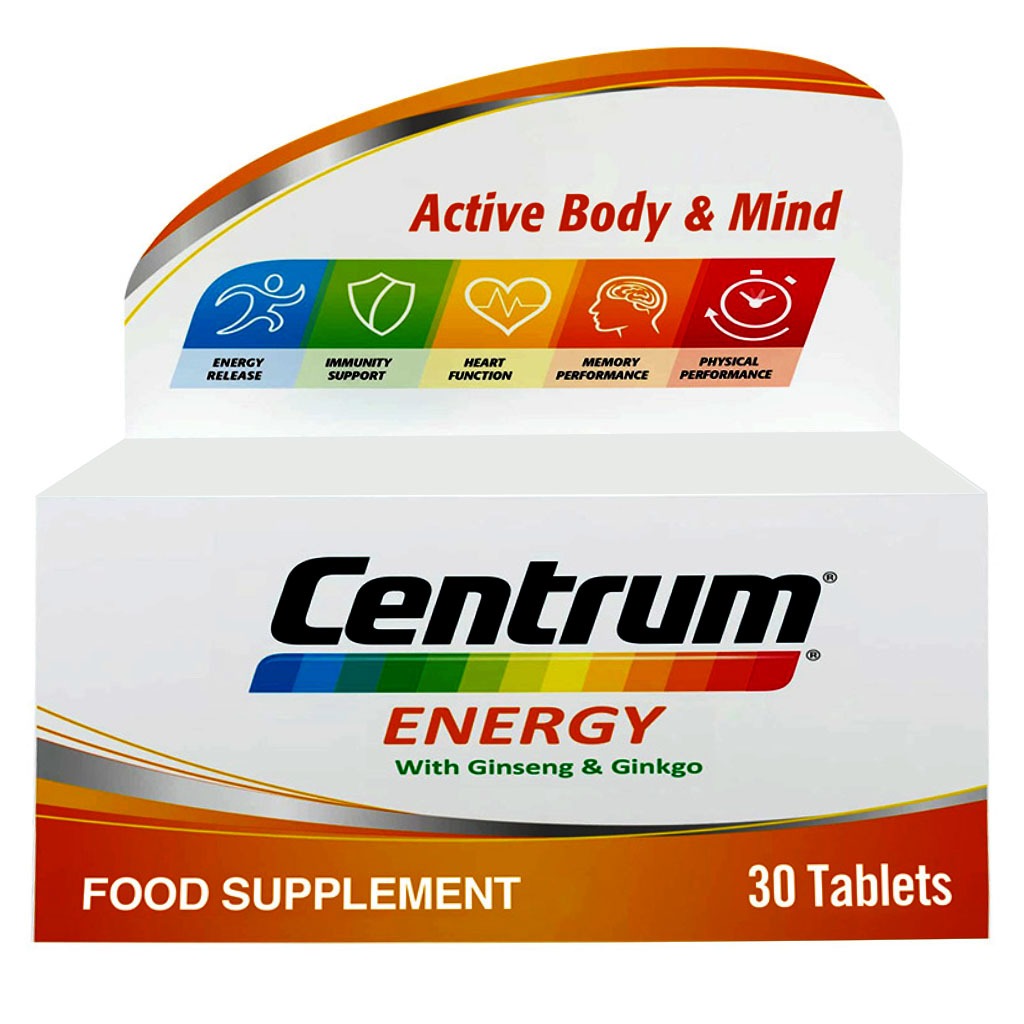 Centrum Energy Adult Multivitamin Supplement Tablets With Ginseng & Ginkgo, Pack of 30's - Easy Pharmacy LLC