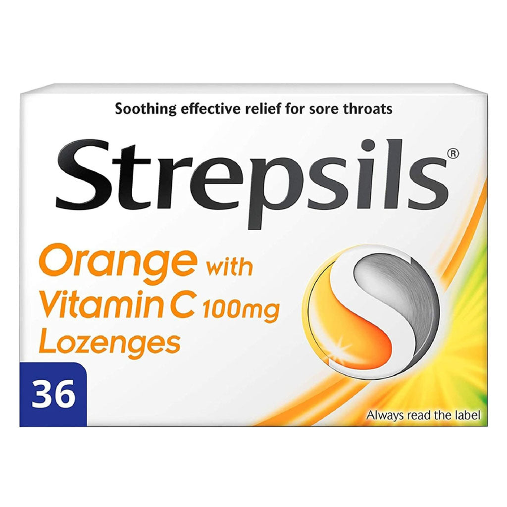 Strepsils Orange with Vitamin C Lozenges 36's - Easy Pharmacy LLC